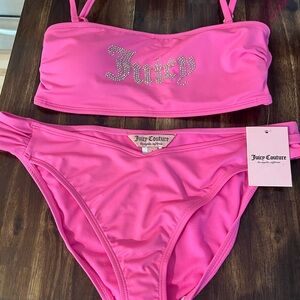 Juicy Couture Rhinestone Vibrant Pink Bikini Set